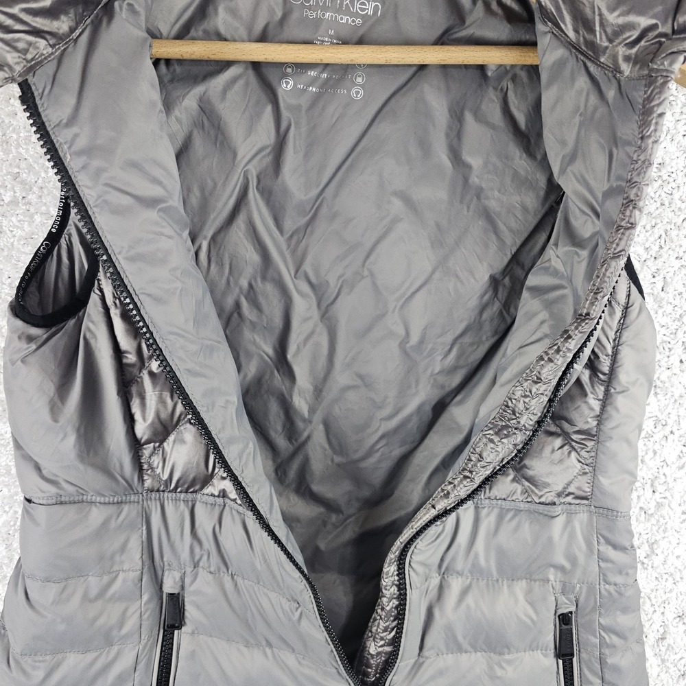 Calvin Klein Premium Duck Down Filled Puffer Vest Womans Medium Gray Silver - Picture 14 of 15